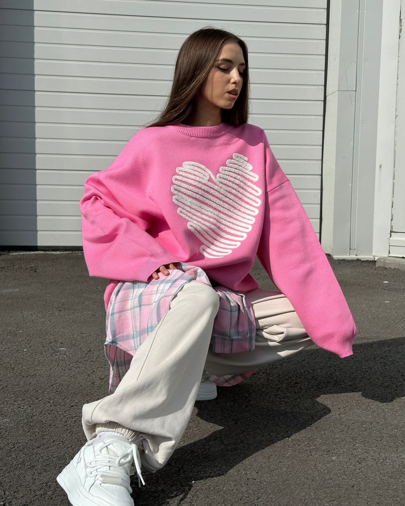 Women's Clothing 2024 autumn love sweater women's tops niche temperament lazy style temperament hot girls_voghion.com