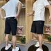 LazyZoom Ice Silk Casual Set Men's Summer Thin Loose Versatile Short Sleeve Elastic Mesh Patchwork Sports Five-Point Shorts_voghion.com