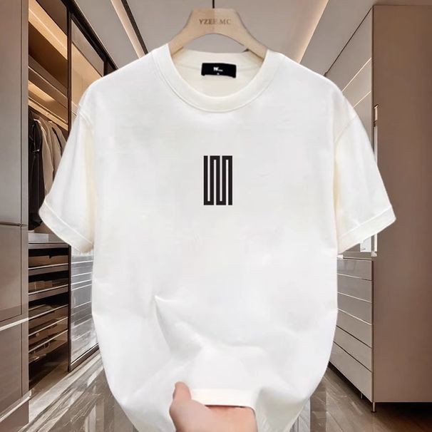 T-shirt da uomo a maniche corte, semplice, versatile, con scollo rotondo, di tendenza della moda estiva, top di alta gamma_voghion.com