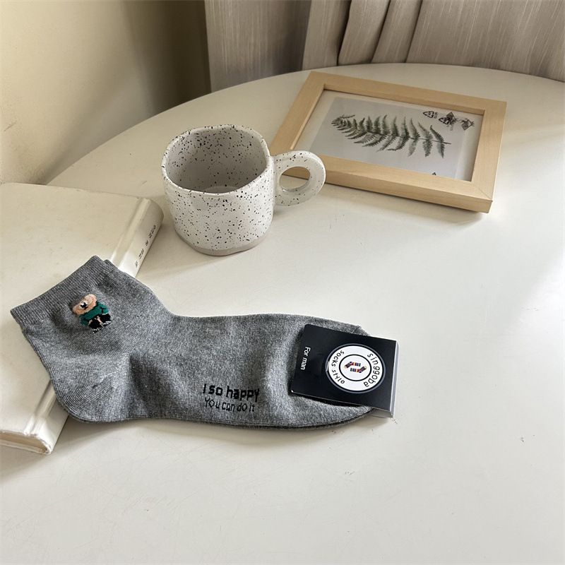 Südkorea importiert singgoba frühling, sommer und herbst männer Britischen bär kurze boot Socken S-MS-006_voghion.com