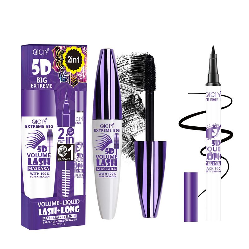 QICIY 2-in-1 Mascara & Eyeliner - Waterproof Volumizing Smudge-Proof Lash & Eye Line Duo_voghion.com
