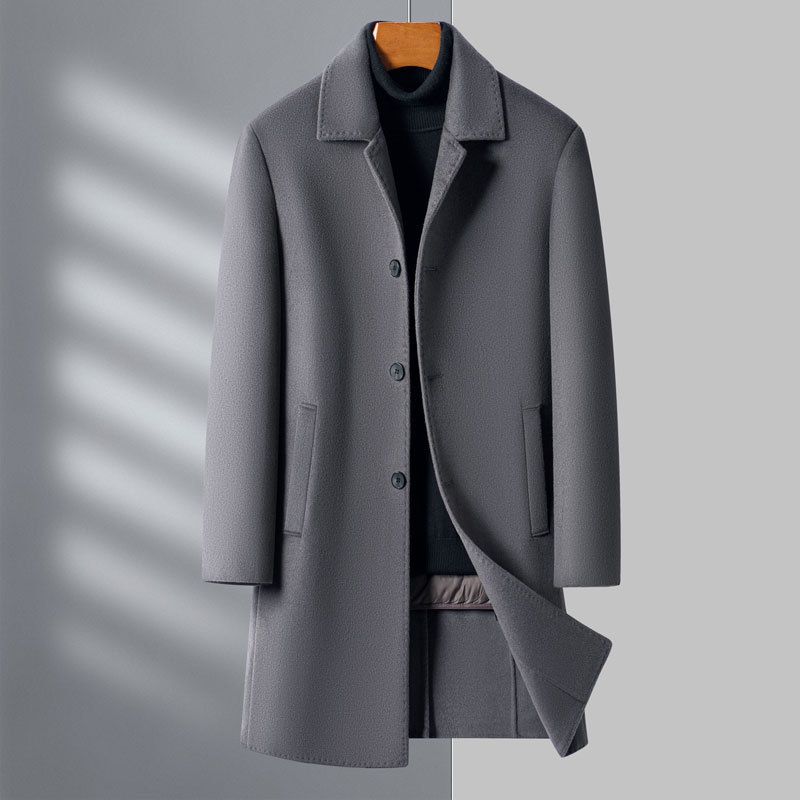 Premium Double-Faced Wool Coat For Men – Business Casual Winter Overcoat (M-4XL, Navy/Khaki/Gray)_voghion.com