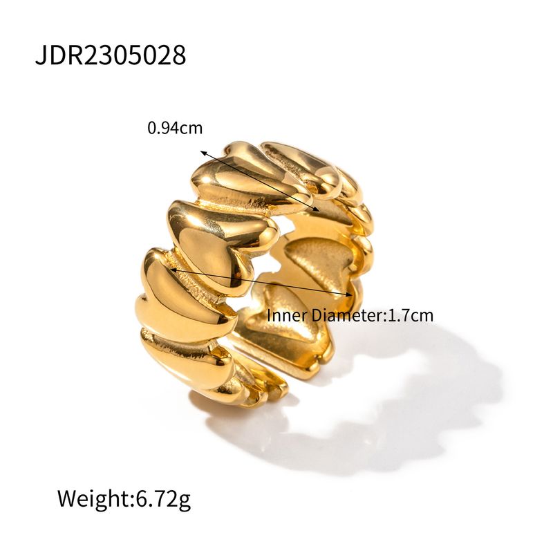 Goldfarbener Damen-Modering aus Edelstahl mit Herzöffnung, Einzelverpackung, geometrischer Schmuck_voghion.com