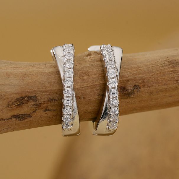 Orecchini da donna in argento Sterling 925 con croce a fila singola e diamanti, design di personalità e temperamento._voghion.com