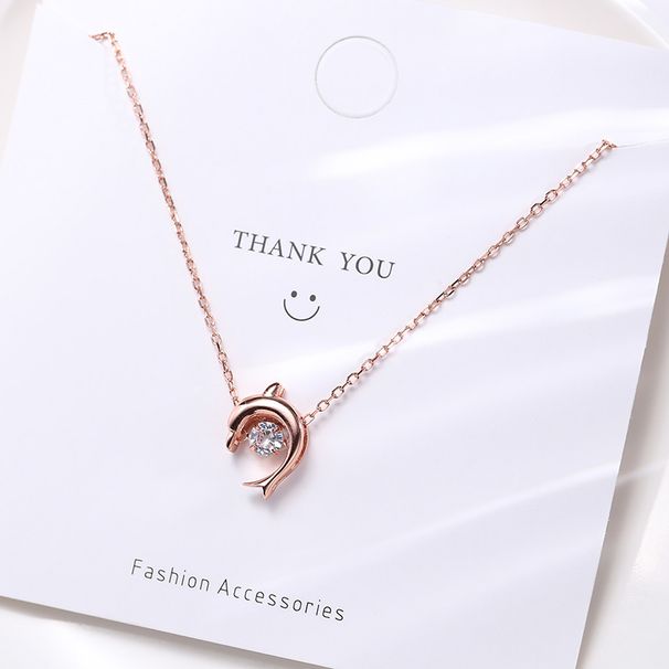 Wanying Dynamische Delphin-Halskette S Reines Silber Koreanische Ausgabe Schmuck Springendes Herz Einfache Mode Internet Rot_voghion.com