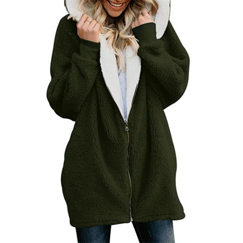 Winter Plush Long Coats Women Zipper Loose Fluffy Hooded Jacket Overcoat Female Warm Fleece Soft Pocket Casual Hoodies_voghion.com