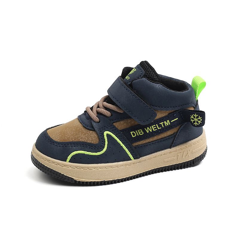 New Boys' High Top Basketball Shoes Girls' Baby Velcro Shoes Academy Style Shoes_voghion.com