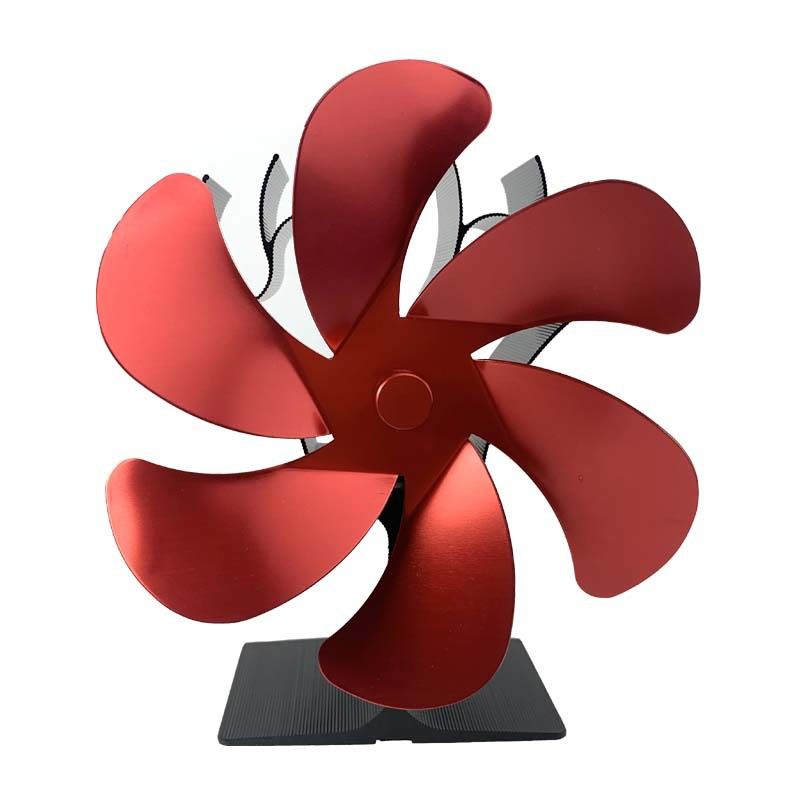 Ventilatorul de șemineu este popular, noul pandantiv în formă de I cu 6 foi este roșu, nu necesită alimentare, protecție ecologică a mediului și siguranță - LT409_voghion.com