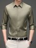 Camicia da uomo in raso di seta – Camicia a maniche lunghe di lusso con bottoni per matrimoni e feste (38-46, antipiega, 11 colori, traspirante)_voghion.com