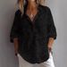 Dameskleding Dames casual V-hals blouse met korte mouwen - effen kleur lente/herfst top met knoopdetail en geborduurd ontwerp_voghion.com