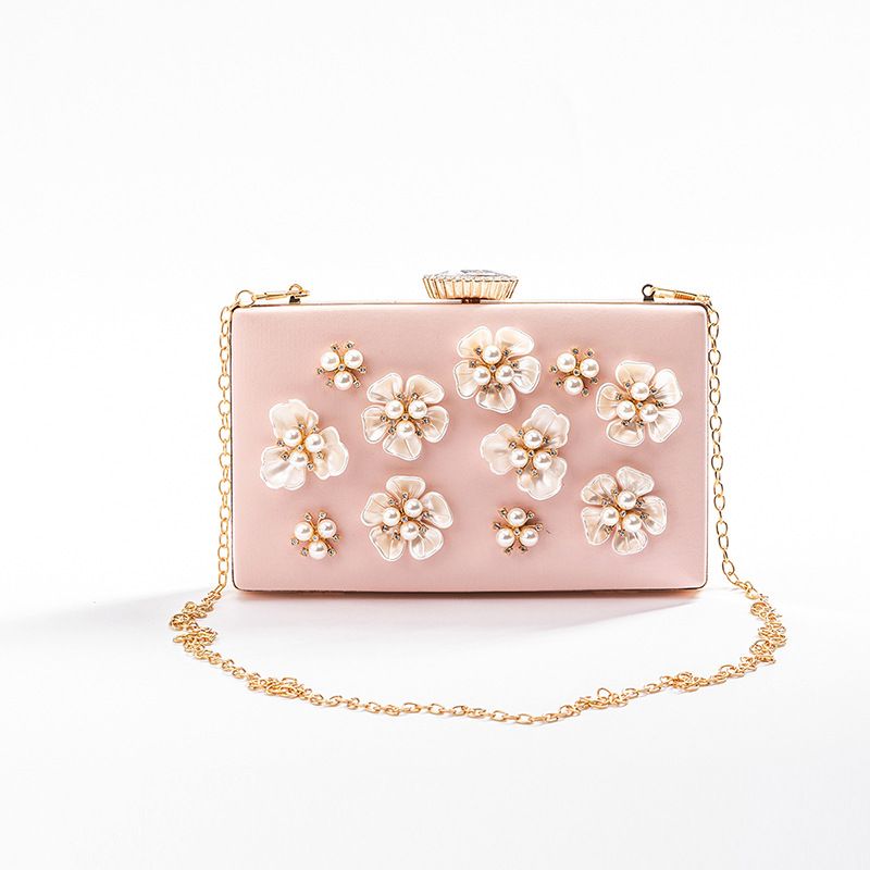 Wind Pearl Petal Chain Kleine quadratische Abendkleid Clutch Handtasche Damen Partytasche_voghion.com