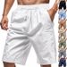 Pantaloncini estivi in lino da uomo - Pantaloncini da spiaggia casual traspiranti e comodi con elastico in vita, leggeri e ad asciugatura rapida_voghion.com