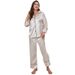 Simulation Seidenpyjamas Damen Herbst und Winter Langarm-Pyjamahose Homewear-Set kann draußen getragen werden_voghion.com