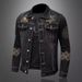 Herren Distressed Jeansjacke – Vintage Schwarzer bestickter Oversize-Mantel (M-4XL) – Retro-Streetwear für Herbst & Winter_voghion.com