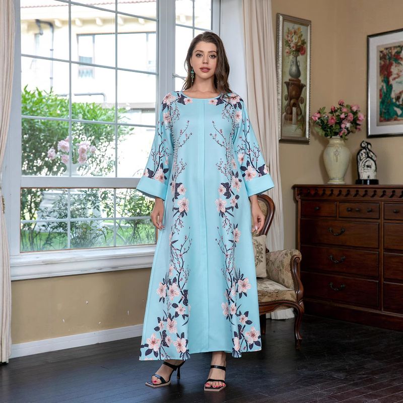 Muslim Women's Abaya Dubai Fashion Printed Long Dress_voghion.com