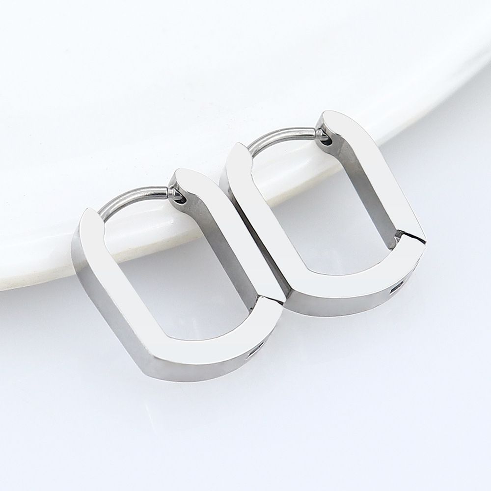 Korean Style Stainless Geometric Personality Trendy Earrings For Men And Women Simple Accessories Titanium Steel_voghion.com