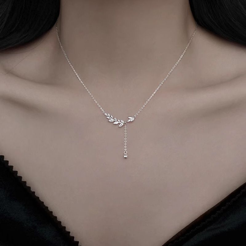 Ogrlica Sterling VENUS Sier iz pšeničnega klasja za ženske in dekleta, preprost cirkon, temperament, rese, nakit, darilo, Dr._voghion.com