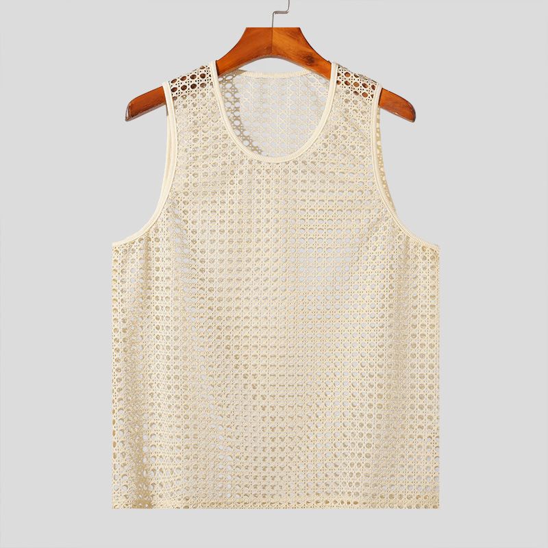 Vêtements d'été pour hommes, style européen et américain, t-shirt de sport sans manches, gilet en maille sexy pour hommes_voghion.com