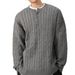 Oversize-Henley-Strickpullover für Herren – Strukturierter Zopfmusterpullover für Business Casual & Streetwear (EU-Größen S-2XL) | Atmungsaktives Polyester in Grau/Marineblau_voghion.com
