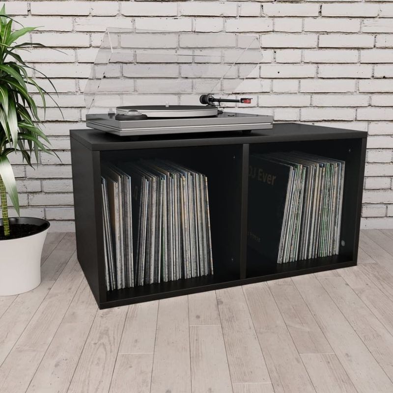 Storage Black Vinyl Wood Engineered Box 28x13.4x14.2_voghion.com