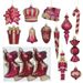 Ensemble de 18 décorations de Noël en plastique métallisé or rose – Décorations à suspendre pour sapin, couronne et décoration de table de fêtes_voghion.com