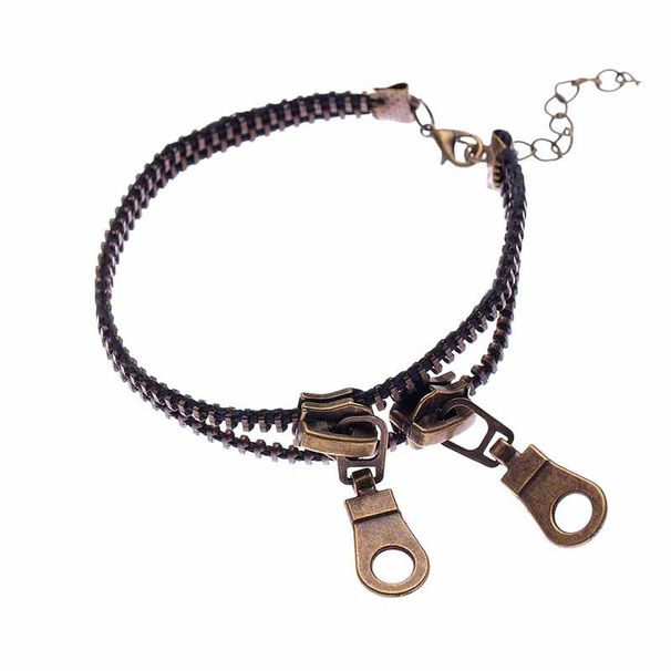 New Fashion Cute Double Layer Antique Zipper Trendy Women's Anklet_voghion.com