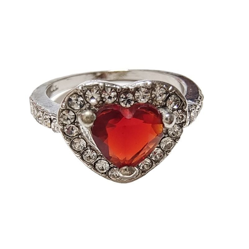 Collana e anello in acciaio inossidabile con cuore e spada, catena con onde d'acqua e zirconi, squisita idea regalo per San Valentino_voghion.com