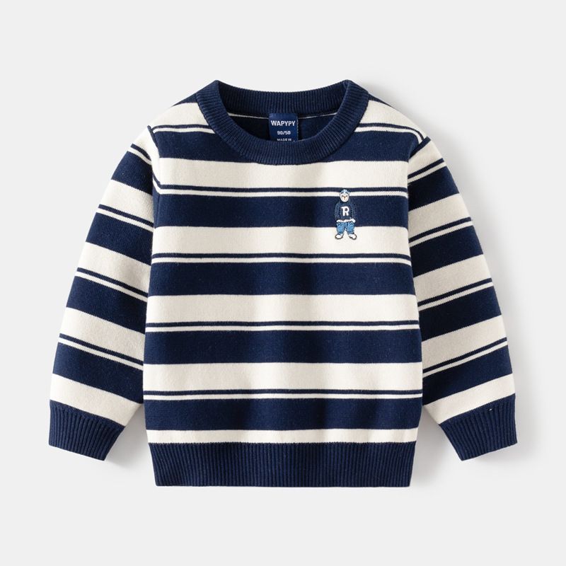 kids'clothing Fashion striped sweater Children's embroidered base sweater baby sweater_voghion.com