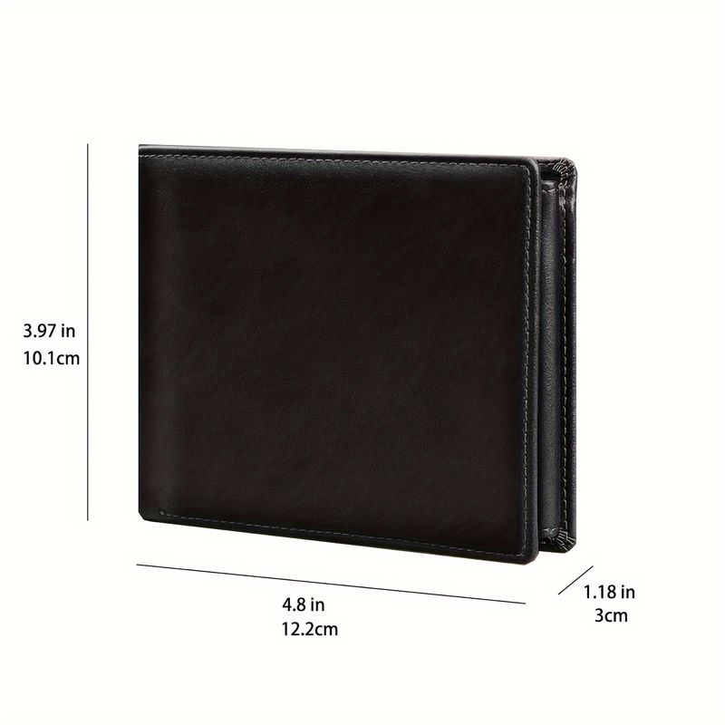 Portefeuille double à feuilles mobiles pour homme, multi-cartes, simple, avec poche pour monnaie, pince à billets, brosse antivol, portefeuille de grande capacité_voghion.com