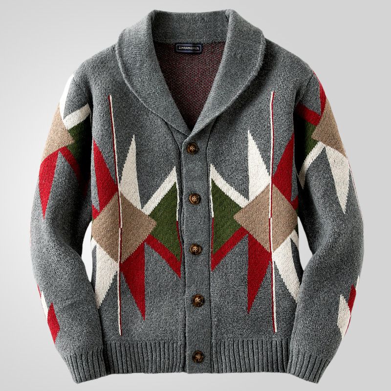 Robuster Jacquardpullover für Herren im Herbst und Winter mit dickem Kragen und Strickjacke SY0137_voghion.com