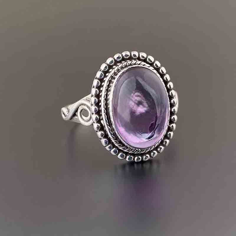 Anillo artístico Cao Shi para mujer, joyería morada, estilo moderno a juego._voghion.com