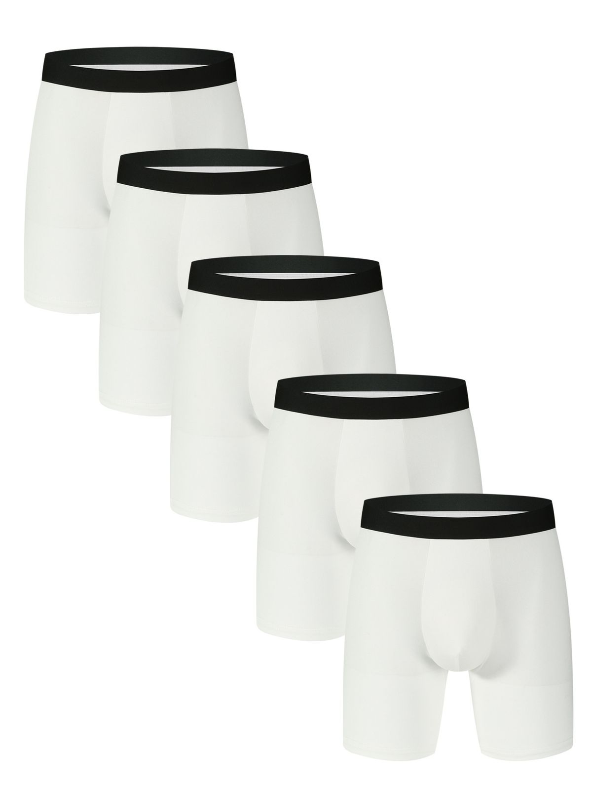 Men's Athletic Boxer Briefs 5-Pack, White Quick-Dry Workout Underwear With Comfort Fit_voghion.com