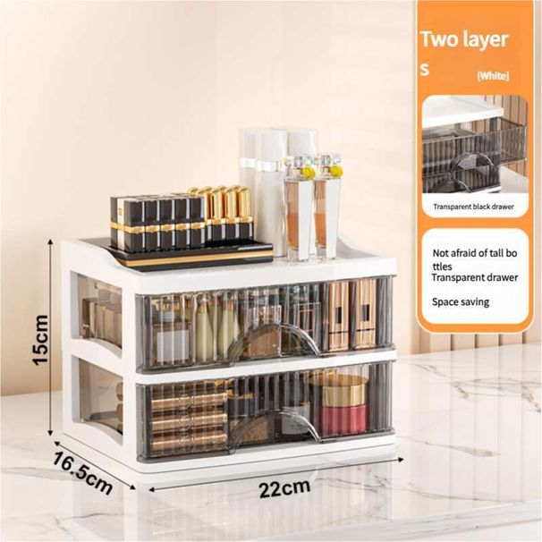 Novo estilo de gaveta de luxo leve para mesa, cosméticos multicamadas, penteadeira transparente, caixa de armazenamento, armário organizador_voghion.com