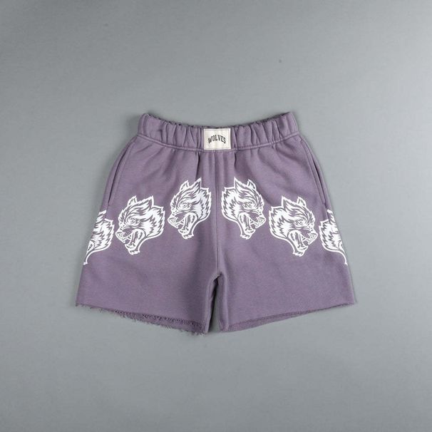 Meeste riided Uued puhtast puuvillast froteest vabaaja lühikesed püksid Isikupäraga hundipea mustriga püksid Higi imavad hingavad meeste vabaajapüksid_voghion.com