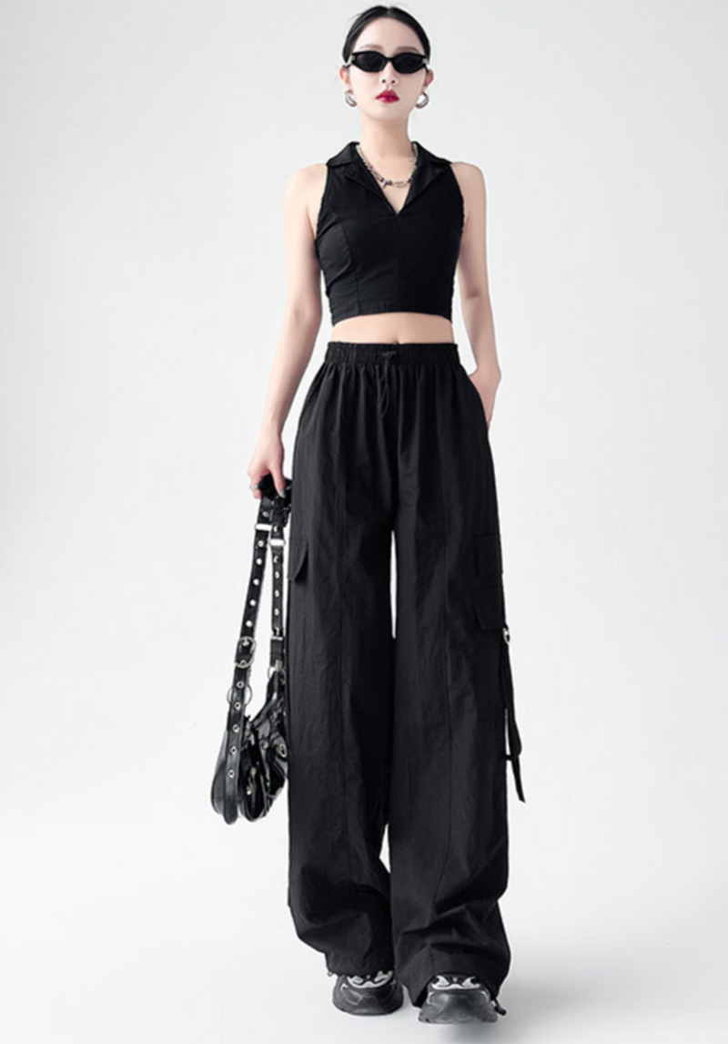 New American Style Quick-Dry Cargo For Women, Spring/Summer Thin High-Waisted Wide-Leg Pants, Straight Loose Casual_voghion.com