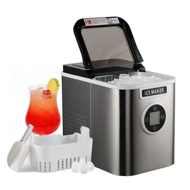 Countertop Ice Maker With 9 Bullet Ice In 7 Mins, Portable Ice Machine With Ice Scoop And Basket , 26.5lbs/24H, Self-Cleaning,Stainless,for Home Office Bar Party_voghion.com