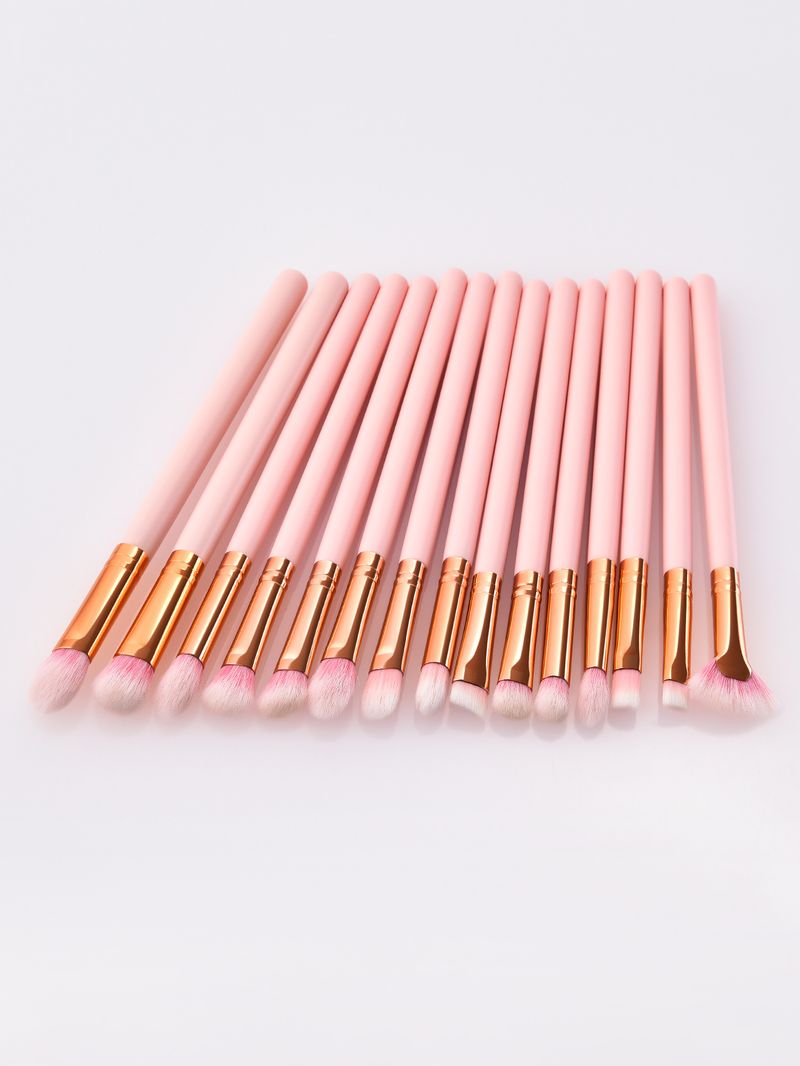 Set di 15 pennelli per trucco rosa, incluso pennello per ombretto, pennello per correttore, FINDCOLOR_voghion.com