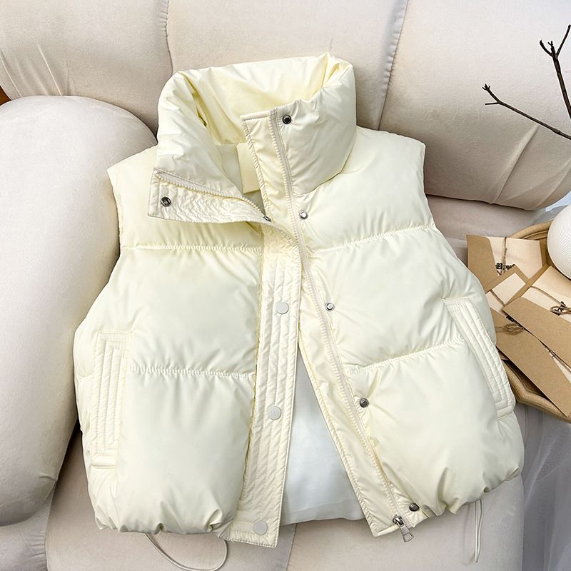Damenbekleidung Baumwollweste Damen kurze Herbst- und Winterweste Baumwolljacke verdickte Weste Weste Live-Übertragung_voghion.com