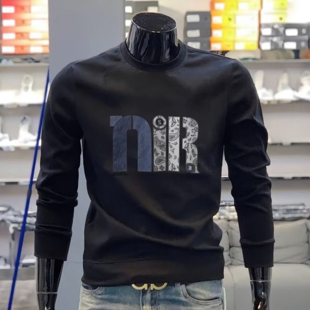 Ανδρικά ρούχα Crewneck Sweat Ανδρικά Loose Design Sense Smiley Print Στυλ Ρετρό Στυλ Instagram Μοντέρνα επώνυμη μπλούζα για την άνοιξη και το φθινόπωρο_voghion.com