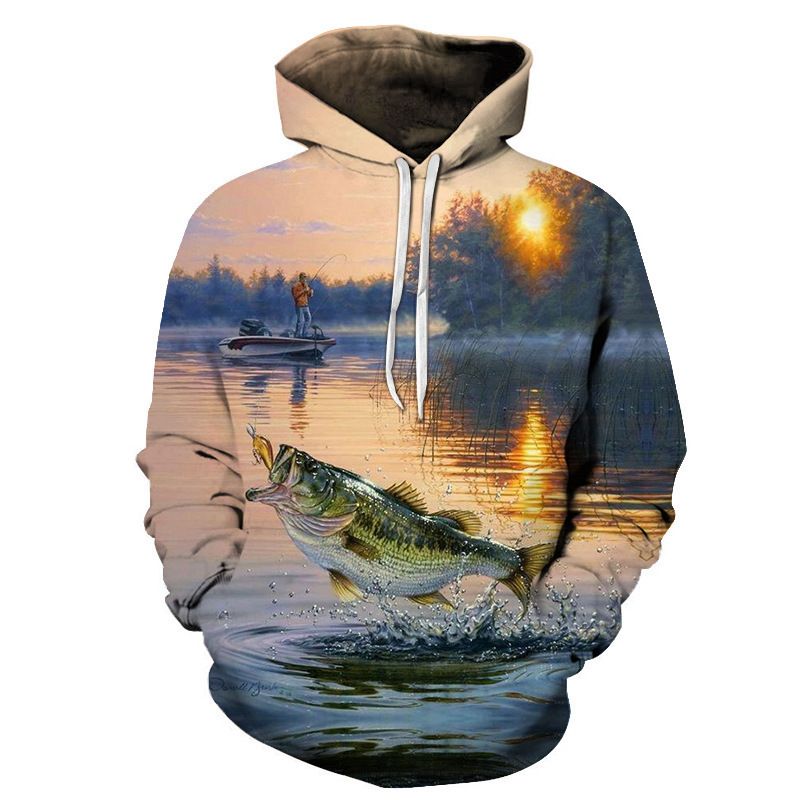 New For Men With 3D Digital Print Fish Pattern, Casual Unisex Hooded Sweatshirt_voghion.com