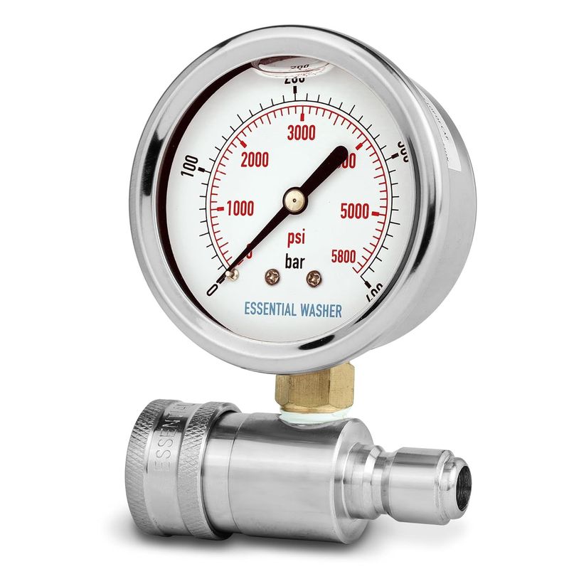 ESSENTIAL WASHER Pressure Washer Gauge Kit 5800 PSI, 3/8 Inch Quick Connect With Plug, Pressure Gauge For Power Washer_voghion.com