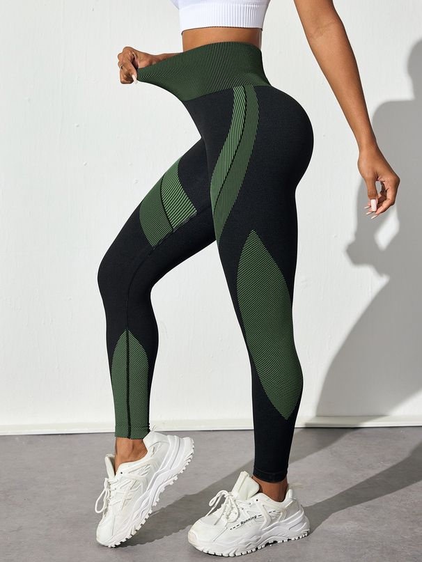 Women's Clothing High-Waisted Seamless Yoga Pants Breathable, Tummy Control, Butt-Lifting, Color Blocking, Full-Length Leggings For Yoga & Running_voghion.com