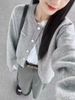 Autumn Short Minimalist Knitted Cardigan For Women Gray Hot Girl Korean Style Lazy Ins Trend High-end Fashionable Top_voghion.com
