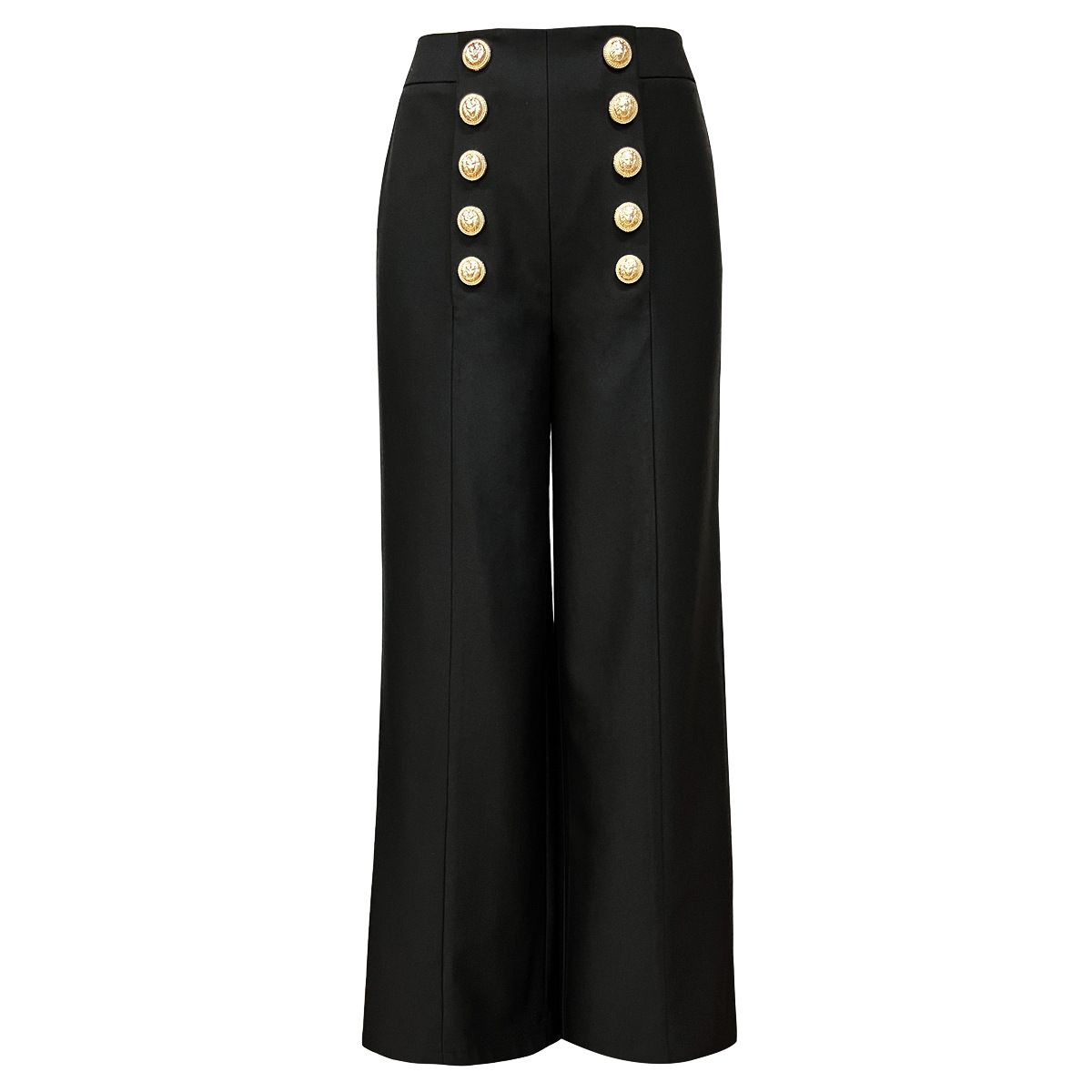 Women's clothing new fashion double-breasted rivet concealed button loose straight pants women's trousers casual commuting supply_voghion.com
