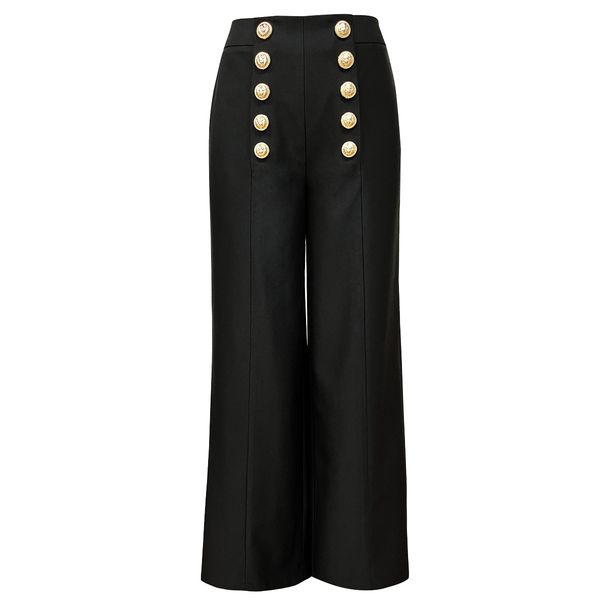 Women's clothing new fashion double-breasted rivet concealed button loose straight pants women's trousers casual commuting supply_voghion.com
