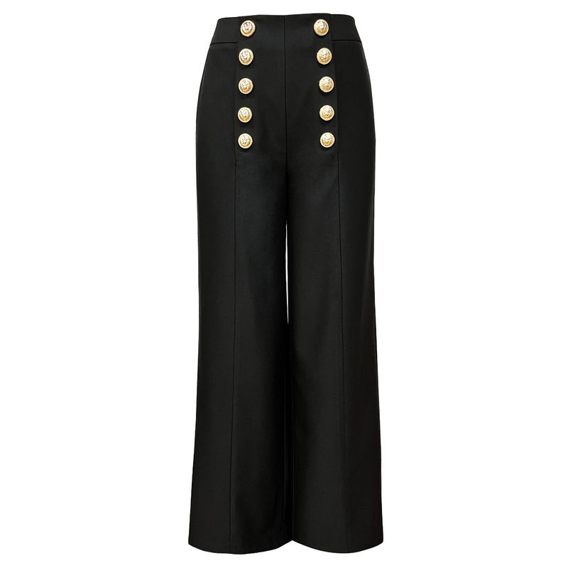 Îmbrăcăminte pentru femei de primăvară, stil nou, la modă, cu două rânduri de nasturi, cu nasturi ascunși, pantaloni drepți, versatili, slim, pantaloni casual pentru femei_voghion.com