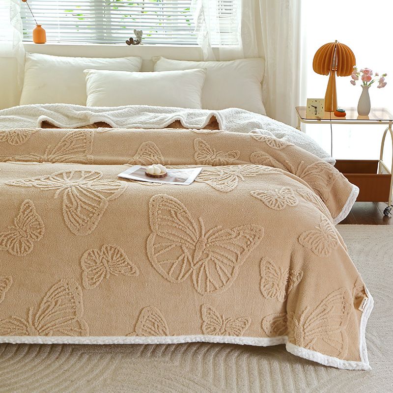 Manta de tafetán de doble cara con estampado de flores cortadas, manta gruesa para sofá y sábana de terciopelo, manta de regalo_voghion.com