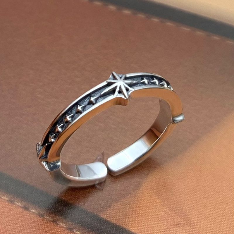 S Pure Silver Hip Hop Personality Men's Tail Women's Index Finger Sun Ray Open Ring_voghion.com