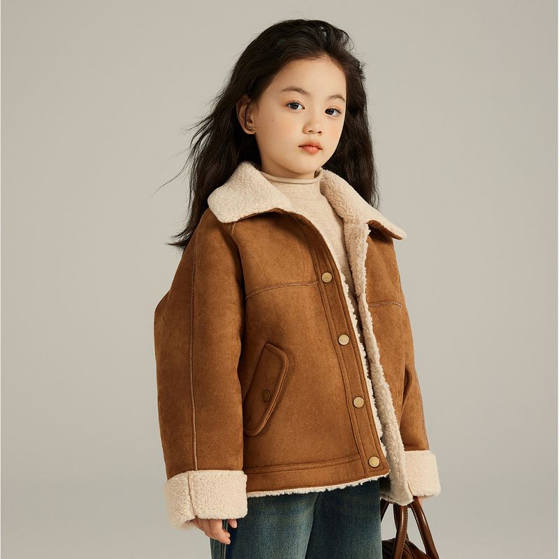 Girls' Western Style Jackets 2023 Autumn and Winter New Children's One-piece Velvet Jackets Baby Fashion Tops Jackets_voghion.com