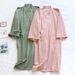 Letní nový pár domácí noční košilka jarní a podzimní tenký bavlněný pánský a dámský praný bavlněný župan bavlna Shu tovární přímý dodávka_voghion.com